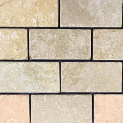 Yellow Limestone Cobbles 200x100x40mm